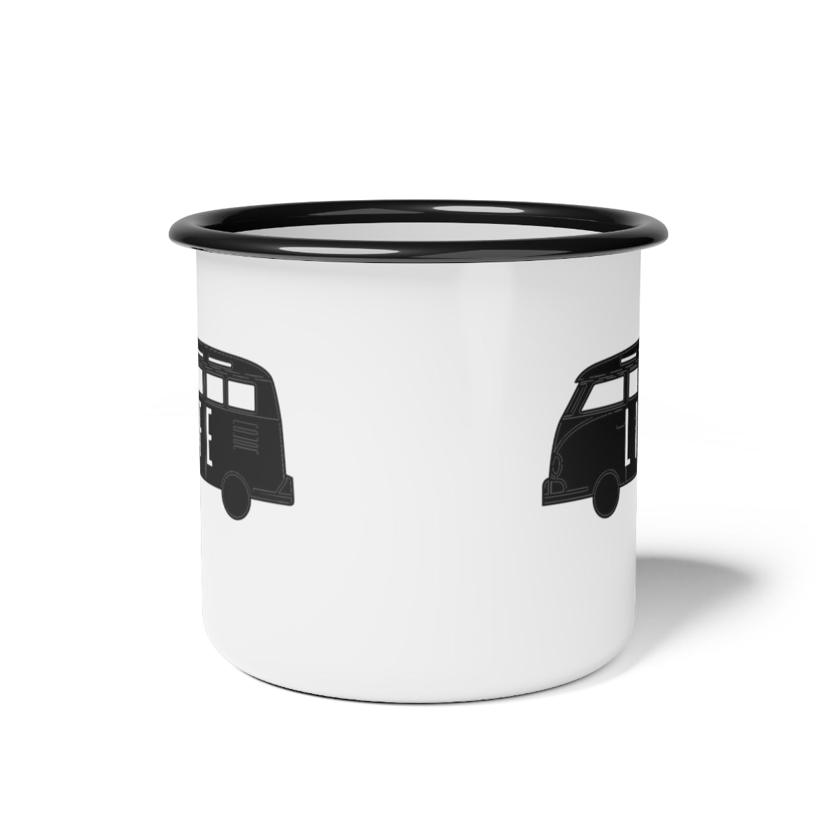 Vanlife enamel mug side view