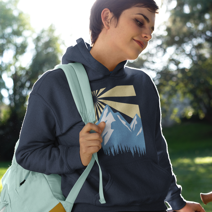 Woman with Mountain and Sun hoodie