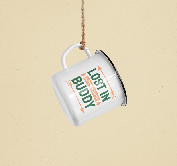 Enamel mug Lost in nature with my buddy