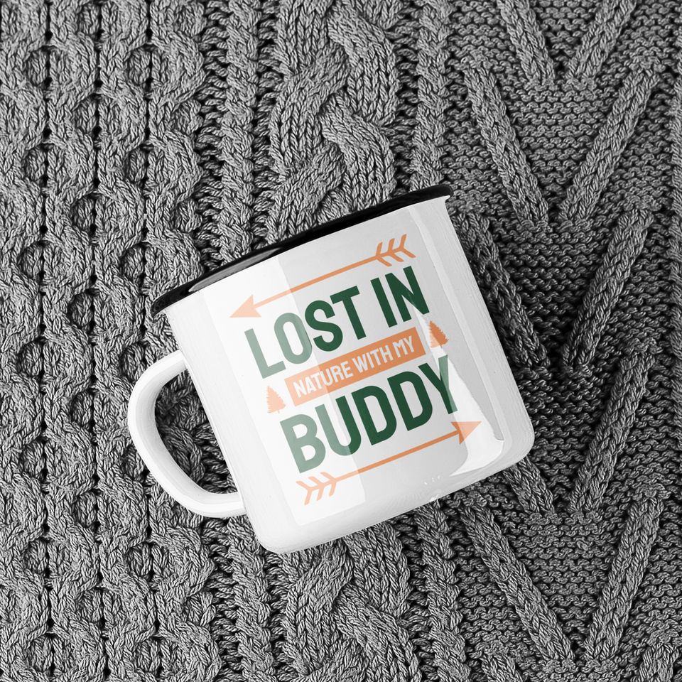 Enamel mug Lost in nature with my buddy