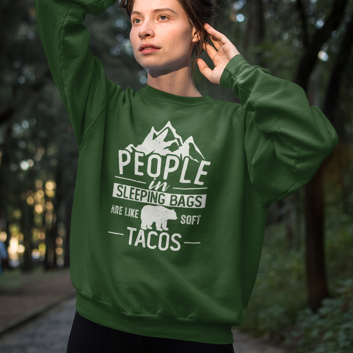 Girl in People in Sleeping Bags Are Like Soft Tacos sweater