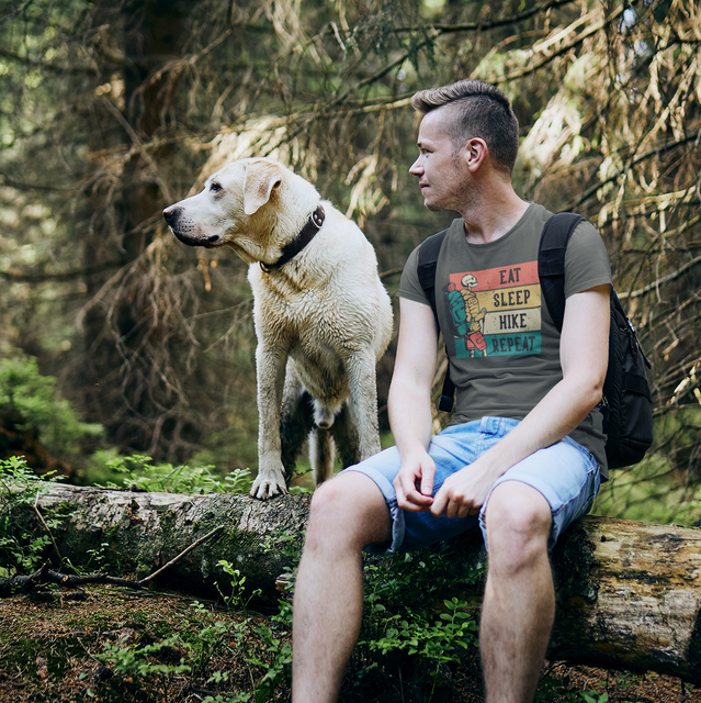 Man in Eat Sleep Hike Repeat T-Shirt