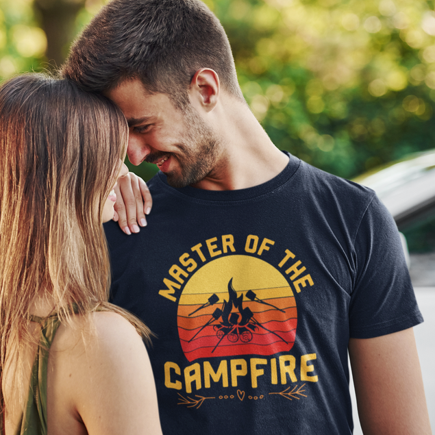 Man in Master of the Campfire tee