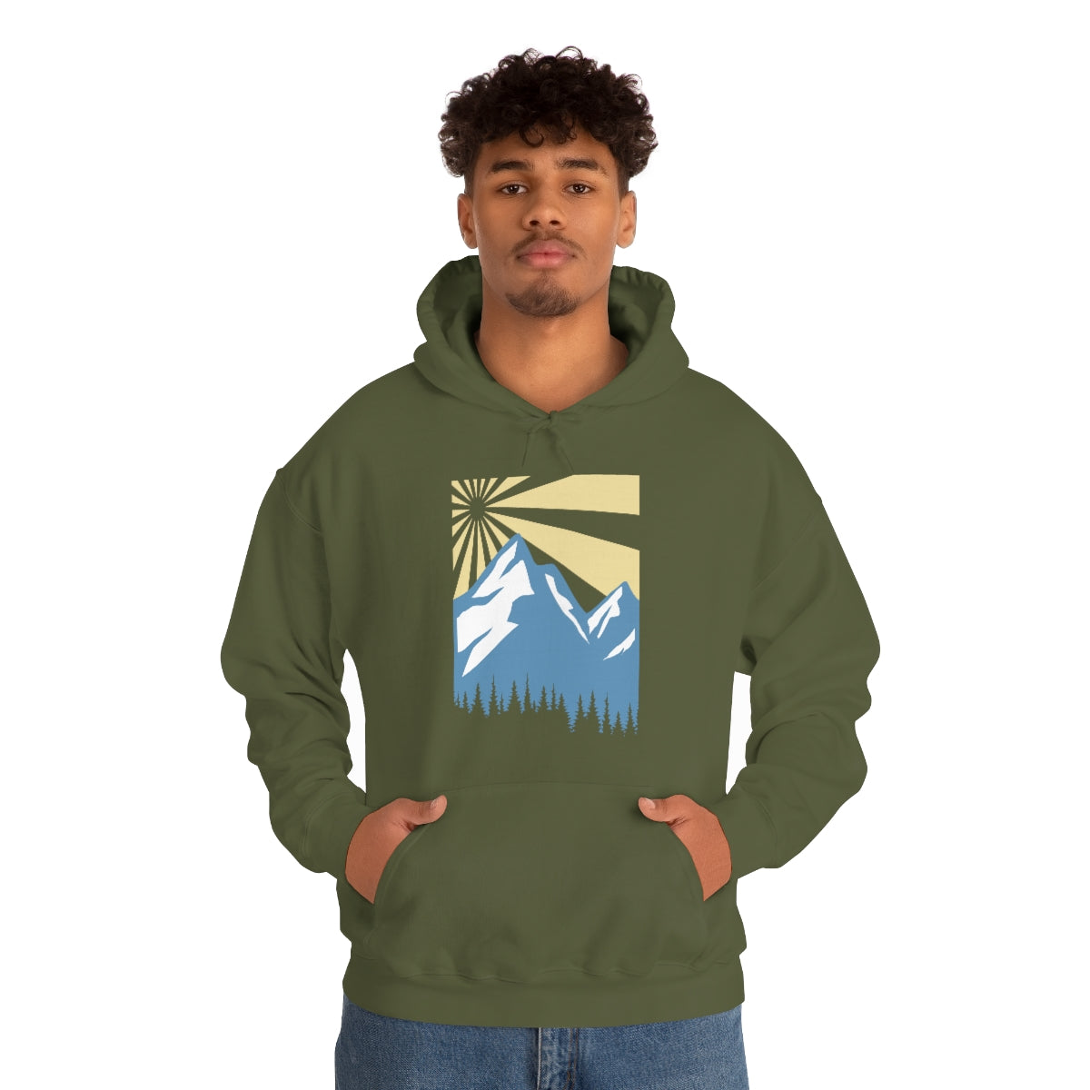 Man with Mountain and Sun hoodie