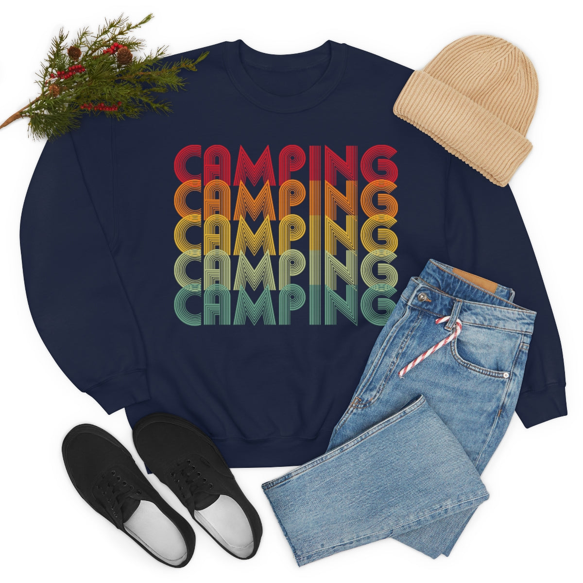 Camping sweatshirt flat view